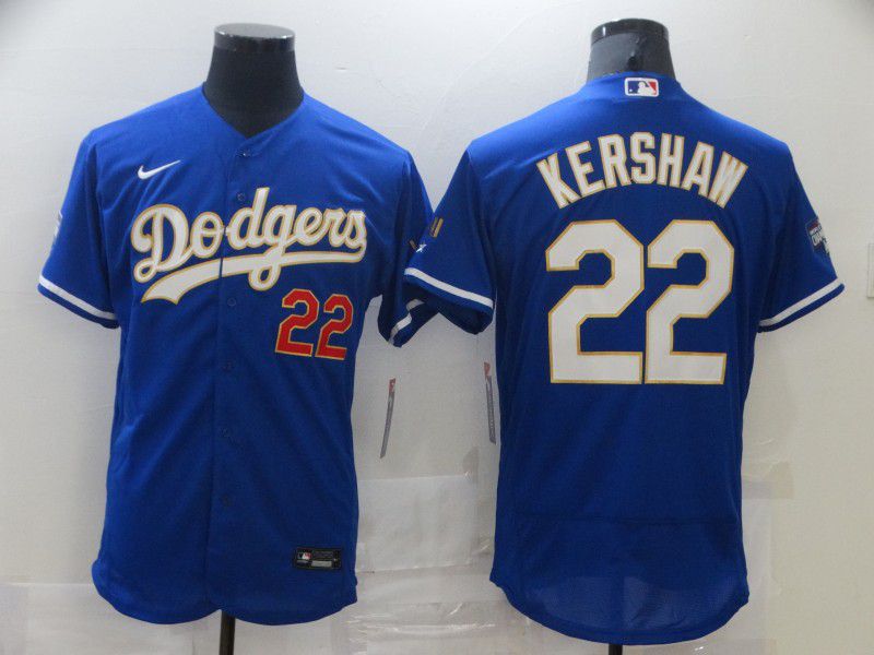 Men Los Angeles Dodgers #22 Kershaw Blue Elite 2021 Nike MLB Jersey->los angeles dodgers->MLB Jersey